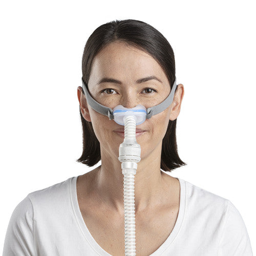 Resmed Air mini female, A woman using AirFit™ N30 for AirMini™ oxygen mask